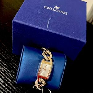 Brand new in box Swarovski Crystal Cocktail Watch Gold with white crystal